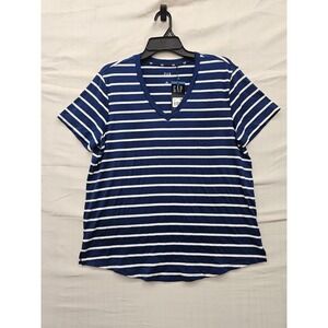Gap Womens V-Neck T-Shirt Navy Rayon Blend Casual Size Large